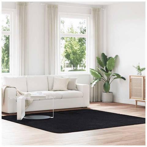Tappeto Shaggy a Pelo Lungo NAVARRA Nero 240x240 cm poliestere - Foto 1