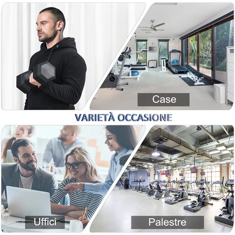 Manubrio 15 kg Esagonale con Impugnatura Antiscivolo, in Acciaio e Gomma, Ø15.5 x 33.6 cm, Nero - Foto 2