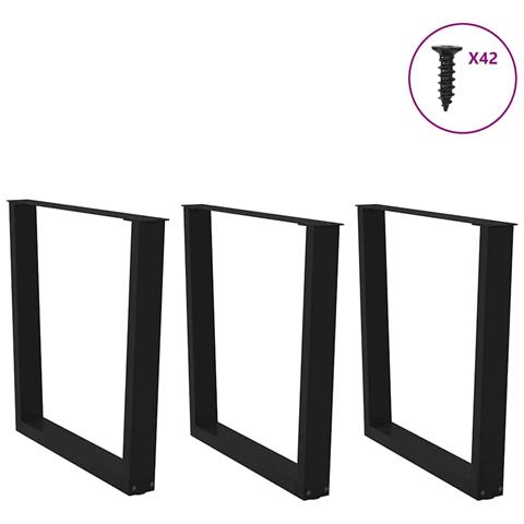 Gambe Per Tavolo Da Pranzo A V 3 Pz Nero 80x(72-73,3)cm Acciaio - Foto 3