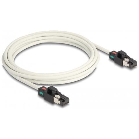 Cavo di rete da RJ45 maschio a maschio Cat. 6A S /FTP con clip colorate ruotabili 3 m bianco - Foto 1