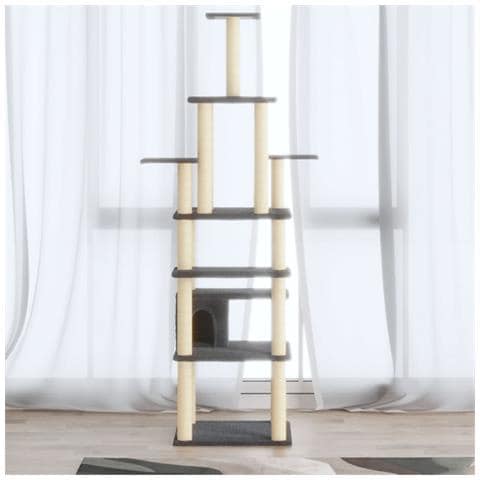 Lusso Casadino -  Albero Per Gatti Con Tiragraffi In Sisal Grigio Scuro 183 Cm - Foto 8