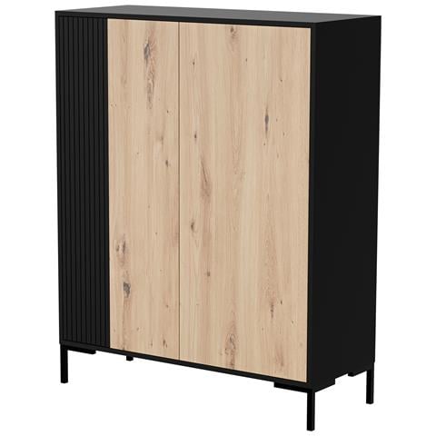 MERCI cassettiera 100 x 40 x 129 cm nero /rovere artistan - Foto 1