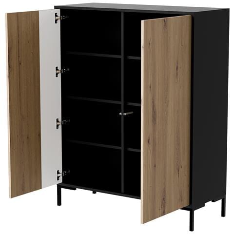 MERCI cassettiera 100 x 40 x 129 cm nero /rovere artistan - Foto 3