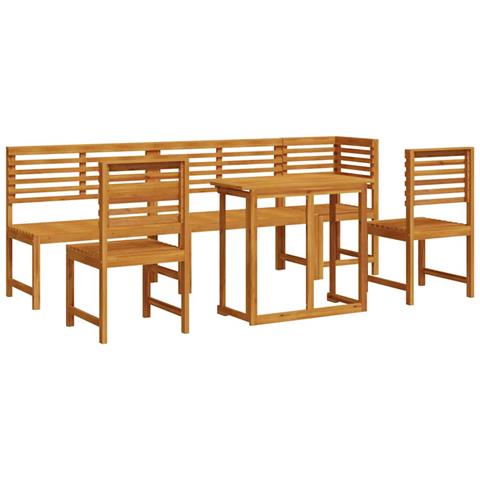 Set da pranzo per il giardino in legno massello di acacia, 6 pezzi - Foto 1