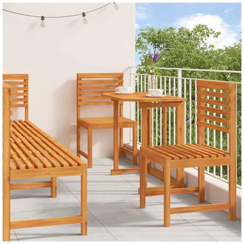 Set da pranzo per il giardino in legno massello di acacia, 6 pezzi - Foto 2