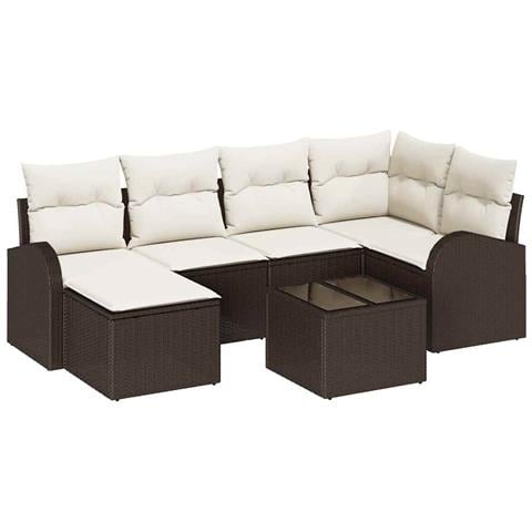 Set di Divani da Giardino 6 Pezzi con Cuscini Grigio Polyrattan - Foto 1