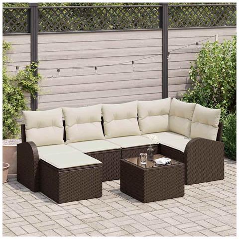 Set di Divani da Giardino 6 Pezzi con Cuscini Grigio Polyrattan - Foto 2