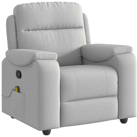 Poltrona Massaggiante Reclinabile Grigio Nuvola in Tessuto - Foto 1