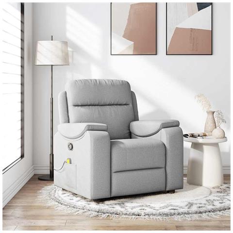 Poltrona Massaggiante Reclinabile Grigio Nuvola in Tessuto - Foto 2