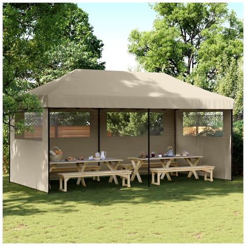 Tendone per Feste Pieghevole Pop-Up con 3 Pareti Tortora - Foto 2