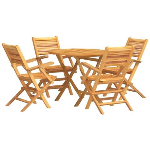 Set da Pranzo per Giardino 5 pz in Legno Massello di Teak - Foto 1