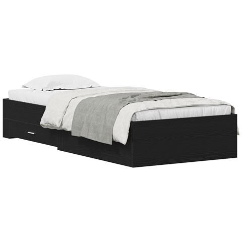 Letto  Quadro Nero Rovere 90x190 cm Legno ingegnerizzato - Foto 1