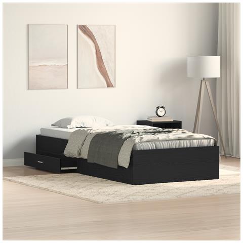 Letto  Quadro Nero Rovere 90x190 cm Legno ingegnerizzato - Foto 2