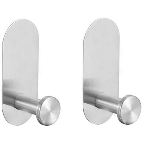 Ganci Appendiabiti Singoli In Acciaio Inossidabile, 2 Pezzi, Senza Foratura, Finitura Spazzolata Silver - Foto 1