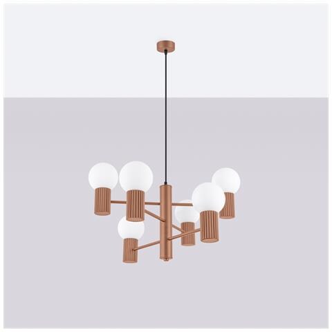 Lampadario Halo 6 Moka Sl. 1834 - Moderno Lampadario Moka 230x64x64 Cm - Foto 2