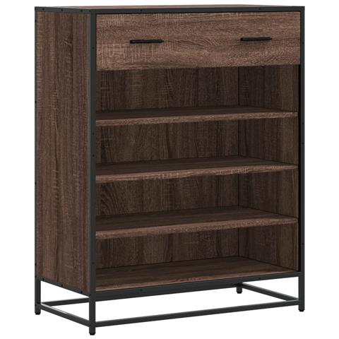 Scarpiera Rovere Marrone 75x38x97,5cm Legno Multistrato Metallo - Foto 1