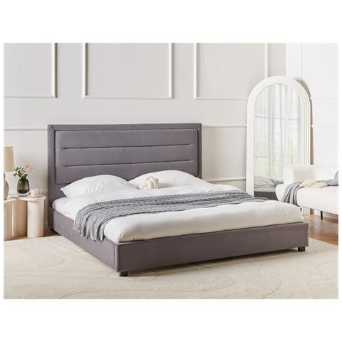 Letto Ad Acqua Velluto Rouen 180 X 200 Cm Grigio Scuro - Foto 1