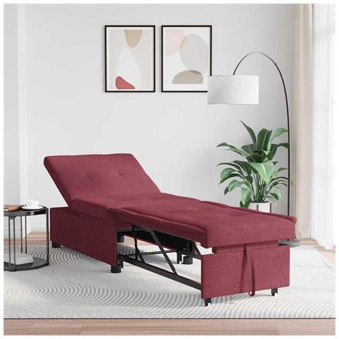 Divano letto Rosso 194 x 67 x 37 cm Tessuto - Foto 2