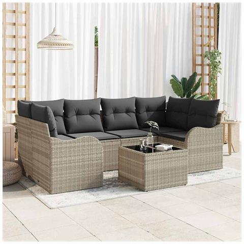 Set Divano da Giardino 7 pcs Grigio chiaro e grigio scuro - Foto 2