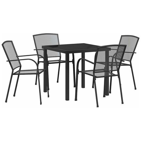 Set da Pranzo per Giardino 5 pcs Antracite Acciaio - Foto 1