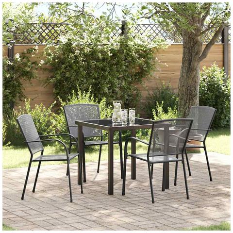 Set da Pranzo per Giardino 5 pcs Antracite Acciaio - Foto 2