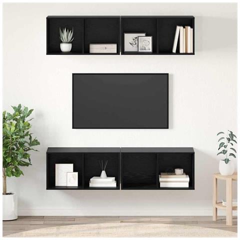 Mobile TV da Parete 4 pcs Rovere nero 37 x 37 x 72 cm - Foto 2