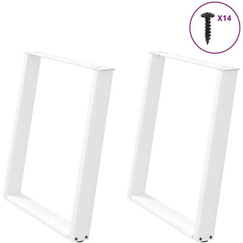 Gambe per tavolo da pranzo a forma di U 2 pz bianche 80x(72-73) cm in acciaio - Foto 1