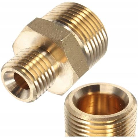Adattatore Ottone Filettato M22x1,5 - 1/4"" | Compatibile Con Idropulitrici Kärcher Hd Hds, Nilfisk, Kranzle | Materiale Resistente - Foto 1