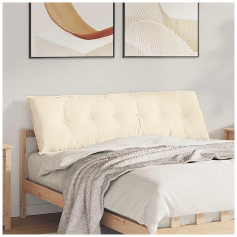 Cuscino per Schiena Crema 160 x 50 cm Tessuto in Cords - Foto 2