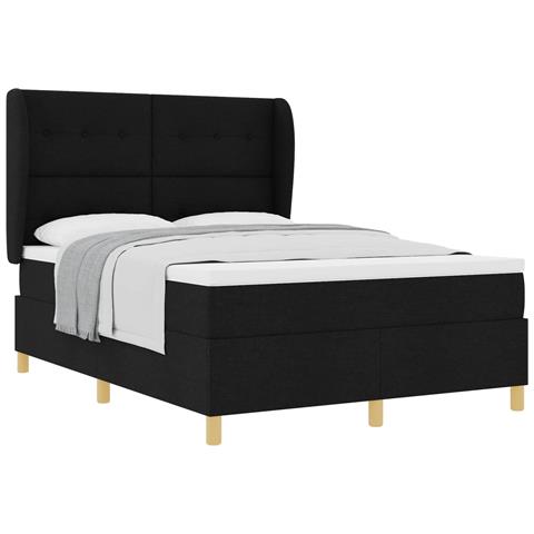 Letto con molle e materasso Grigio Scuro 90x190 cm Tessuto Nero - Foto 1