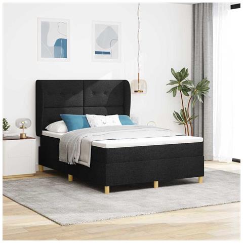 Letto con molle e materasso Grigio Scuro 90x190 cm Tessuto Nero - Foto 2