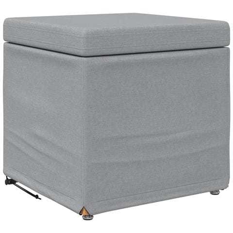 Pouf Grigio chiaro Tessuto e Legno Ingegnerizzato - Foto 1