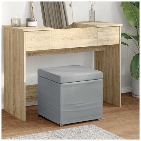 Pouf Grigio chiaro Tessuto e Legno Ingegnerizzato - Foto 2