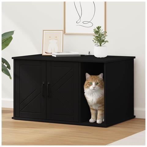 Casa per Gatti Nero 85 x 55 x 50 cm Legno multistrato - Foto 2