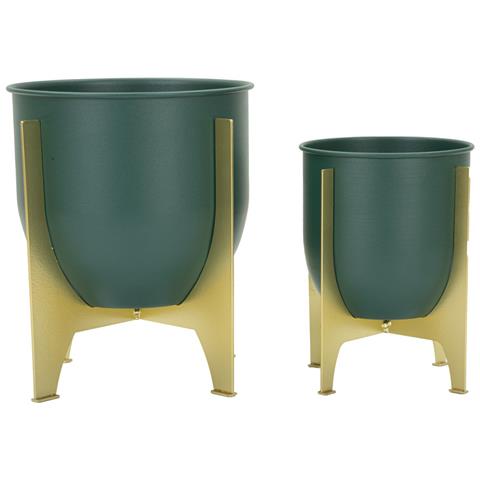 Set 2 Porta-vasi Grent In Ferro Verde Smeraldo E Oro - Foto 2