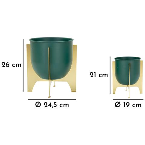 Set 2 Porta-vasi Grent In Ferro Verde Smeraldo E Oro - Foto 7