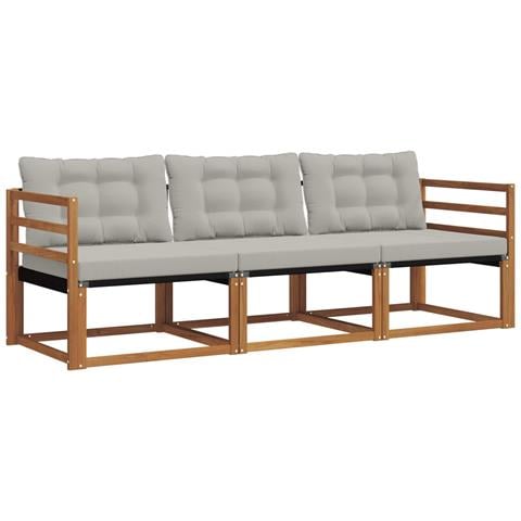 Set di divani da esterno 3 pcs Grigio Naturale e Chiaro - Foto 1