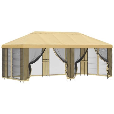 Gazebo con pareti laterali 6 x 3 m Crema Poliestere e Acciaio - Foto 1