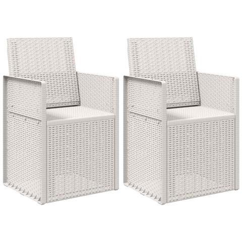 Sedie da pranzo da giardino 2 pcs Bianco PP - Foto 1