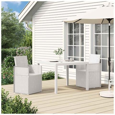 Sedie da pranzo da giardino 2 pcs Bianco PP - Foto 2