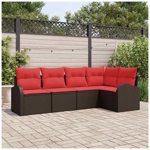 Set Divano da Giardino 5 pcs Marrone polyrattan - Foto 2
