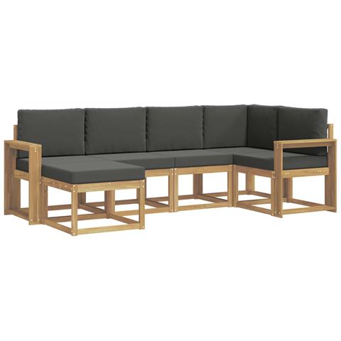 Set di divani da esterno 6 pcs Bianco e Antracite Poliestere - Foto 1