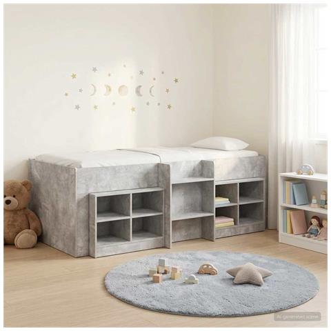 Struttura Letto Loft con Mobile 3 pz Grigio Cemento - Foto 2