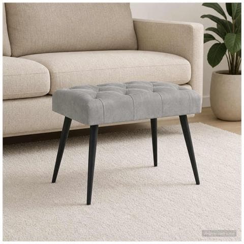 Panchina con bottoni imbottiti Grigio Chiaro 60 x 40 x 45 cm - Foto 2