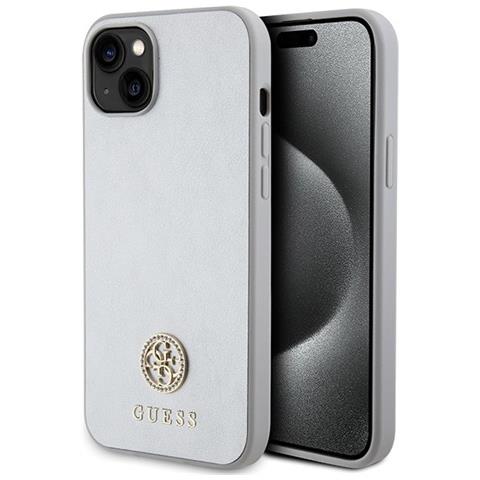 Guess Strass Custodia Metallica Con Logo Per Iphone 15 Plus - Argento - Foto 1