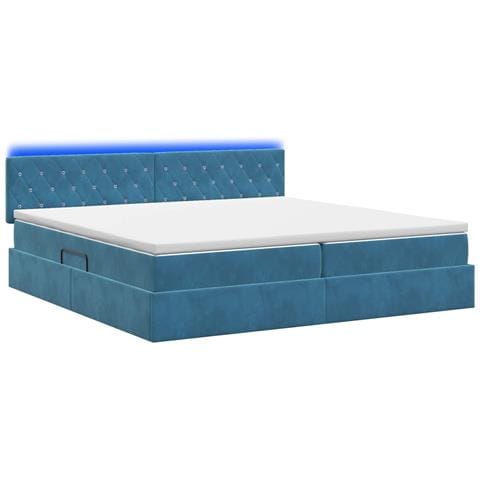 Letto con contenitore LED e materasso Blu Scuro 200 x 200 cm - Foto 9