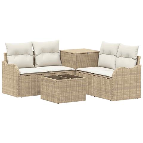 Set di divani 6 pz Beige e Bianco Crema - Foto 1