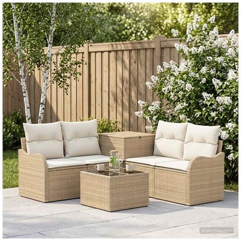 Set di divani 6 pz Beige e Bianco Crema - Foto 10