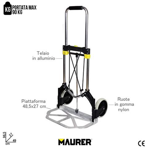 Carrello alluminio estensibile con fune di sicurezza portata max 90 kg - Foto 2