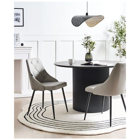 Set Di 2 Sedie Da Pranzo In Ecopelle Grigio Chiara Valerie - Foto 8